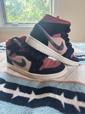 Nike Air Jordan 1 Mid Rose Pink & Black High-Top Sneakers